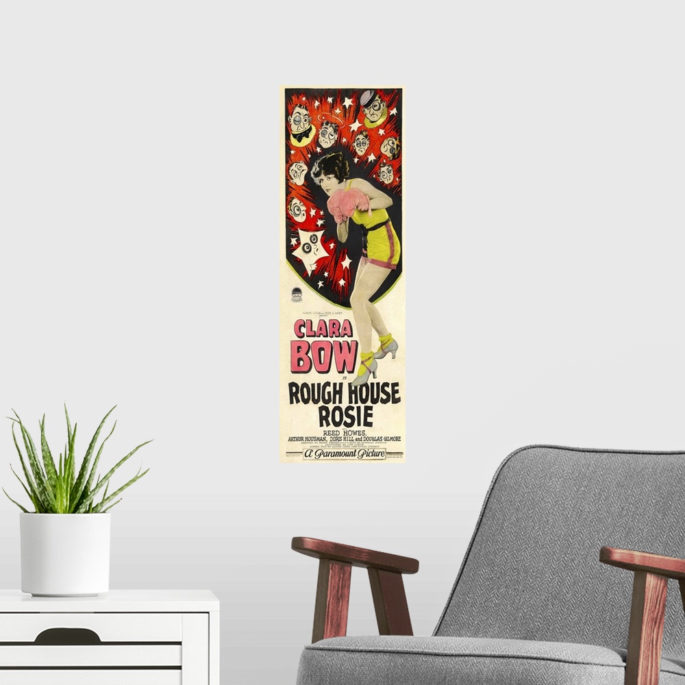 A modern room featuring Rough House Rosie - Vintage Movie Poster