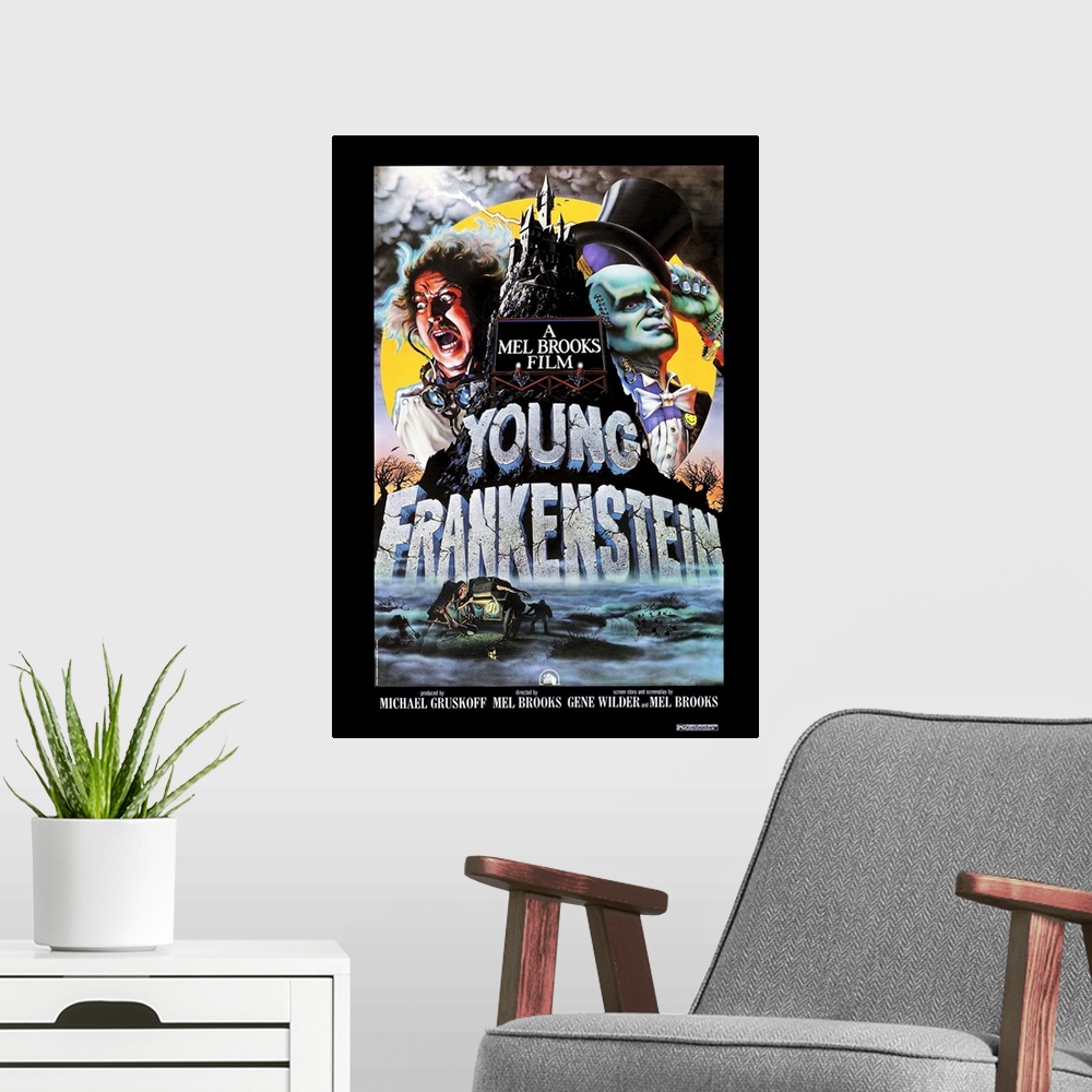 A modern room featuring Young Frankenstein - Vintage Movie Poster