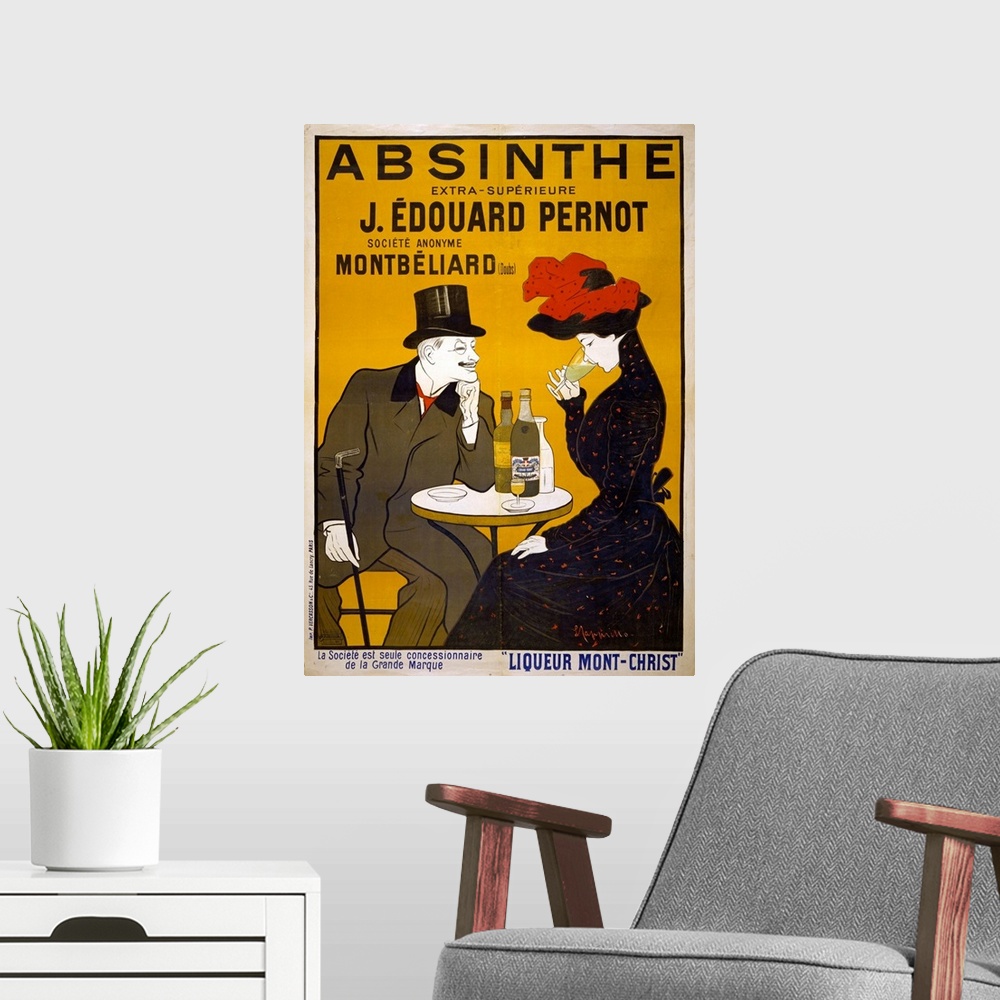 A modern room featuring Absinthe extra-superieure J. Edouard Pernot. Poster from between 1900 and 1905, 150 x 110 cm.