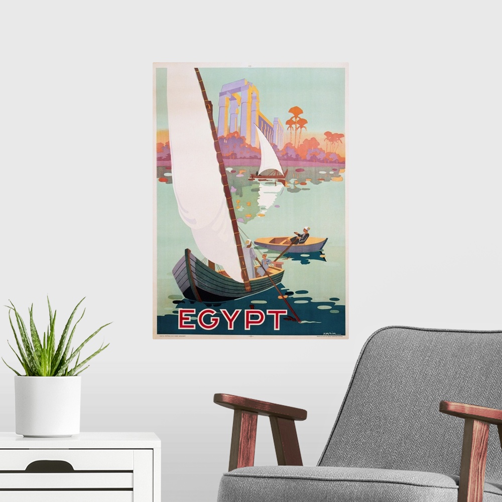 A modern room featuring Egypt Vintage Travel Poster