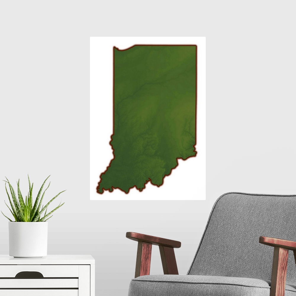 A modern room featuring Indiana topographic map