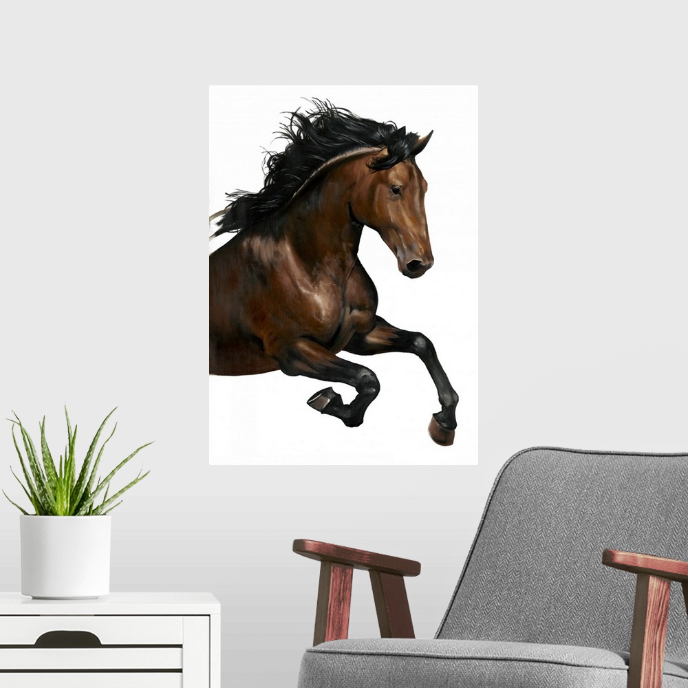 A modern room featuring Brown Horse