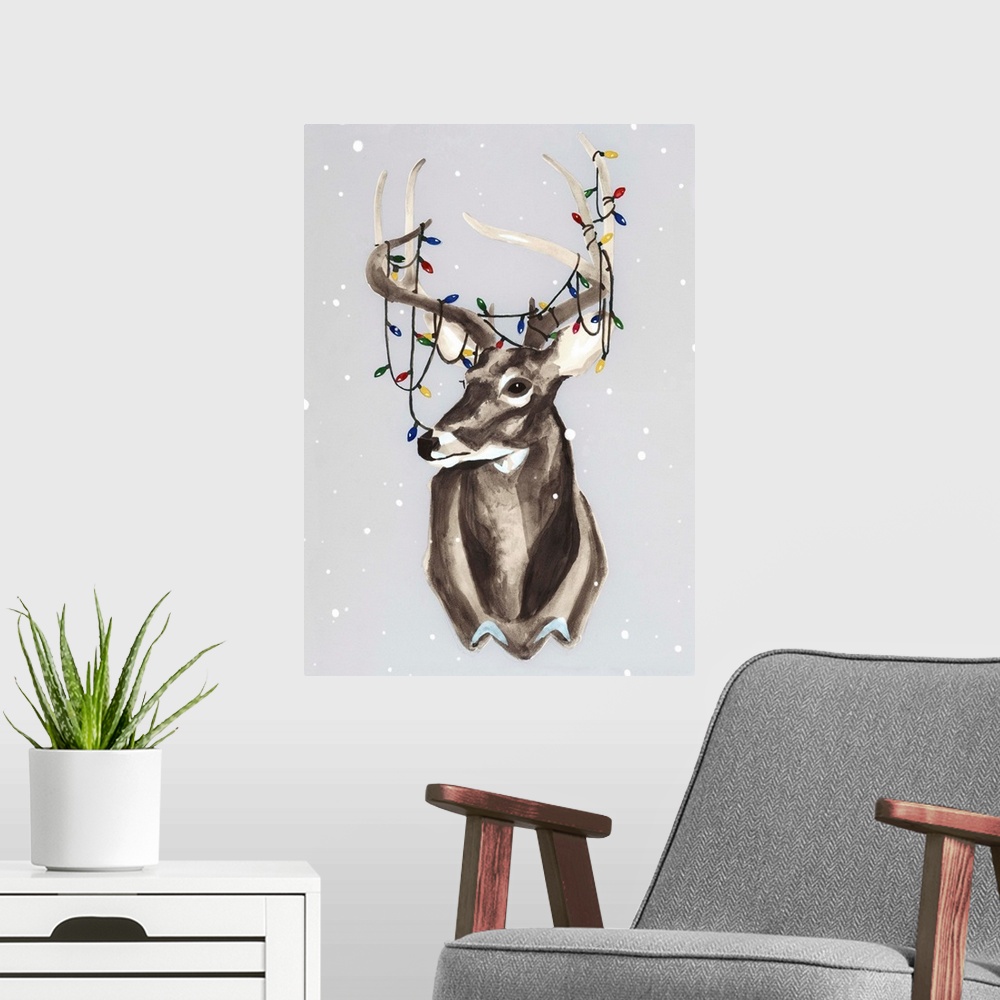 A modern room featuring Christmas Deer with Lights
