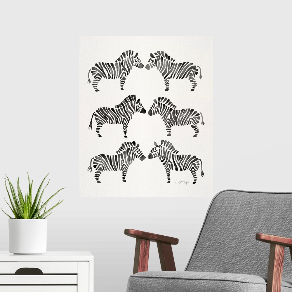 A modern room featuring Black Zebras