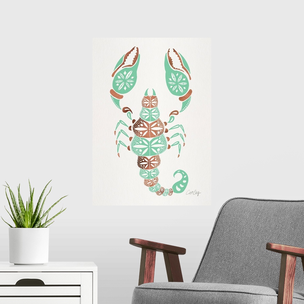 A modern room featuring Mint Rose Gold Scorpion