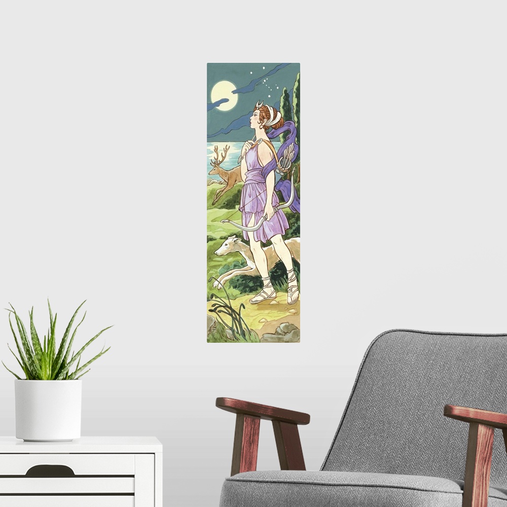 A modern room featuring Artemis (Greek), Diana (Roman), mythology