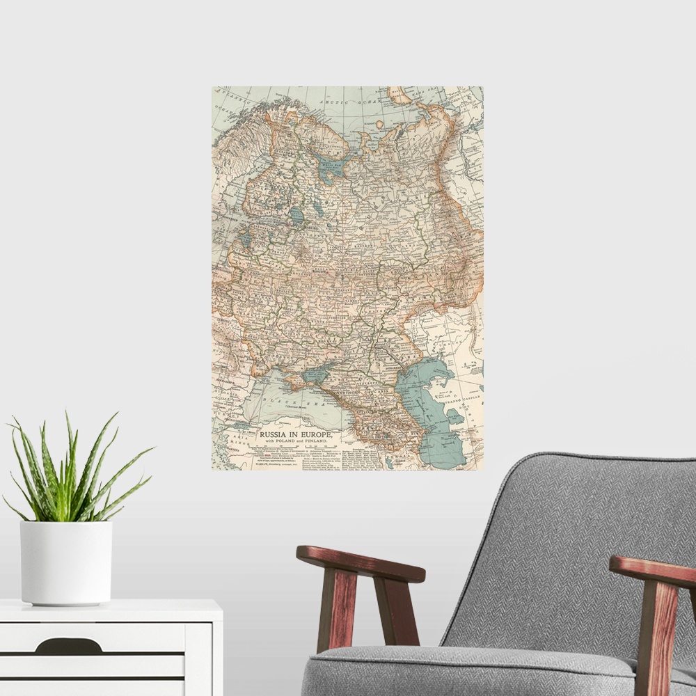 A modern room featuring Russia in Europe - Vintage Map