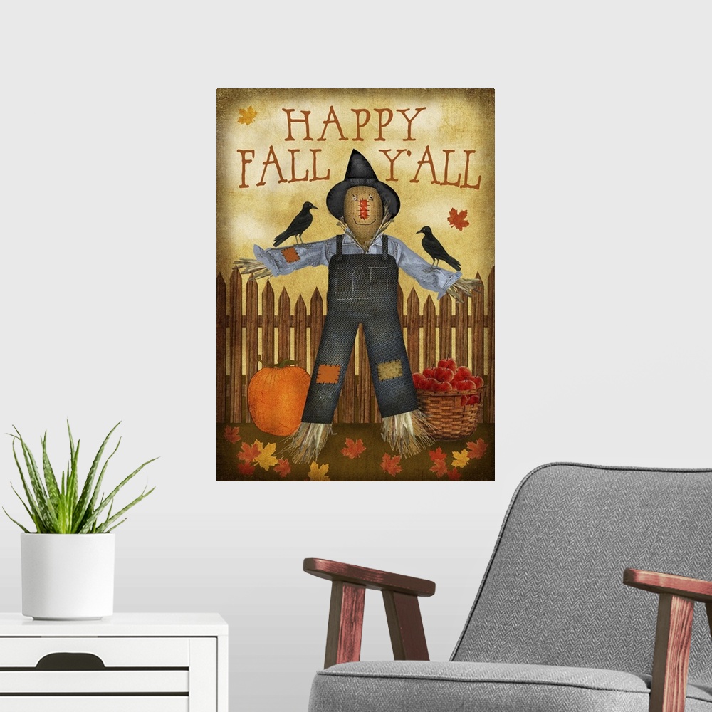 A modern room featuring Happy Fall Y'all