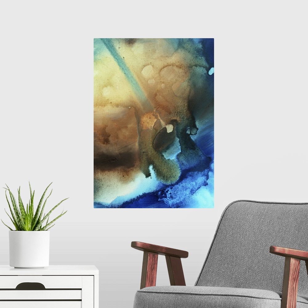 A modern room featuring This is a Huge vibrant, colorful and bold Original Abstract painting in MADART's uniquely distinc...