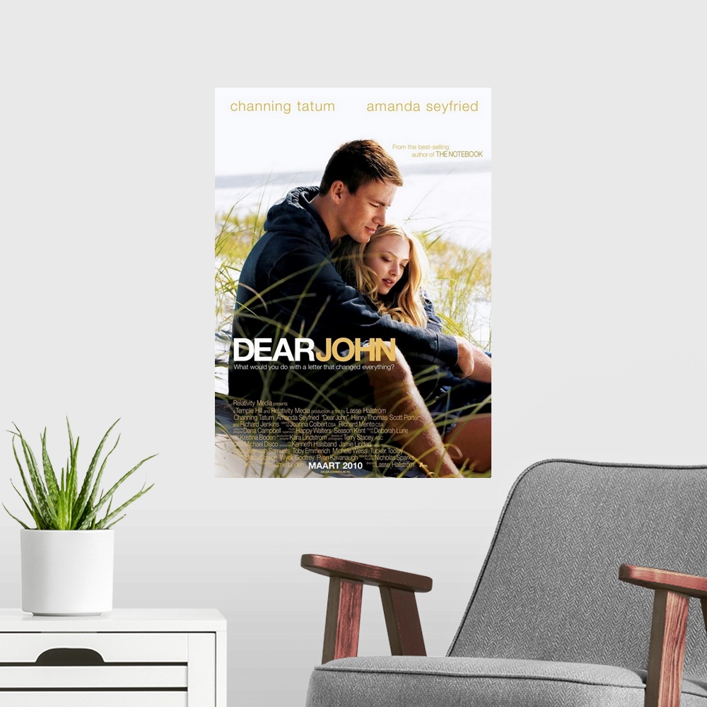 A modern room featuring Dear John - Movie Poster