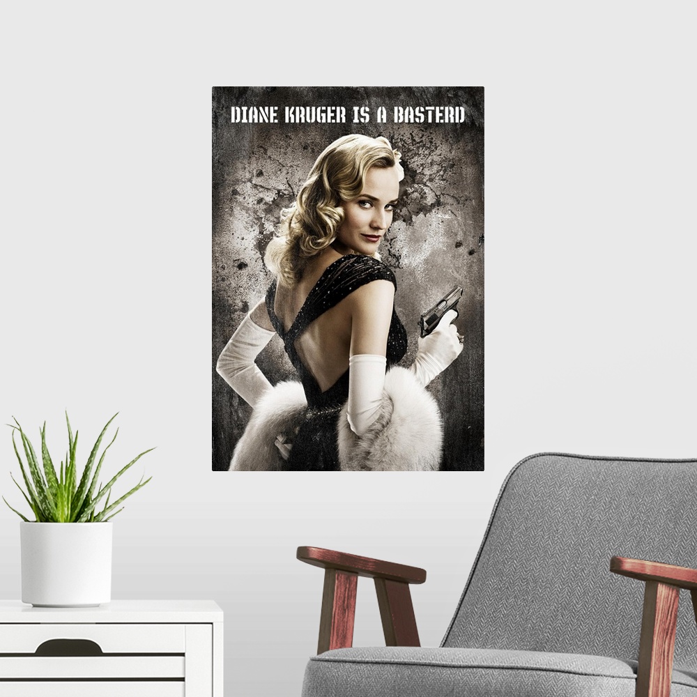 A modern room featuring Inglourious Basterds - Movie Poster