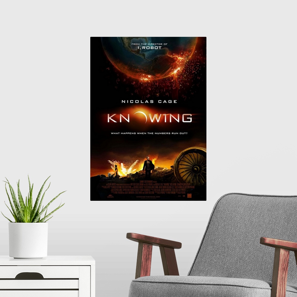 A modern room featuring Knowing - Movie Poster