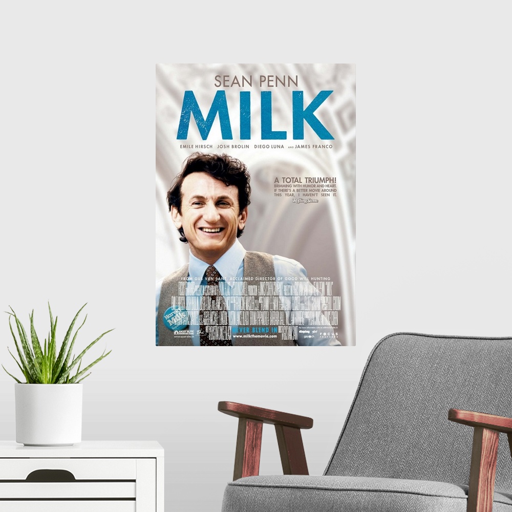 A modern room featuring Milk - Movie Poster - Swiss