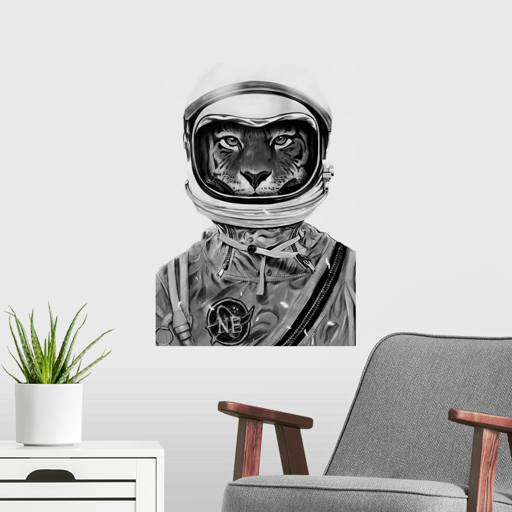 A modern room featuring Astro Tiger - B&W
