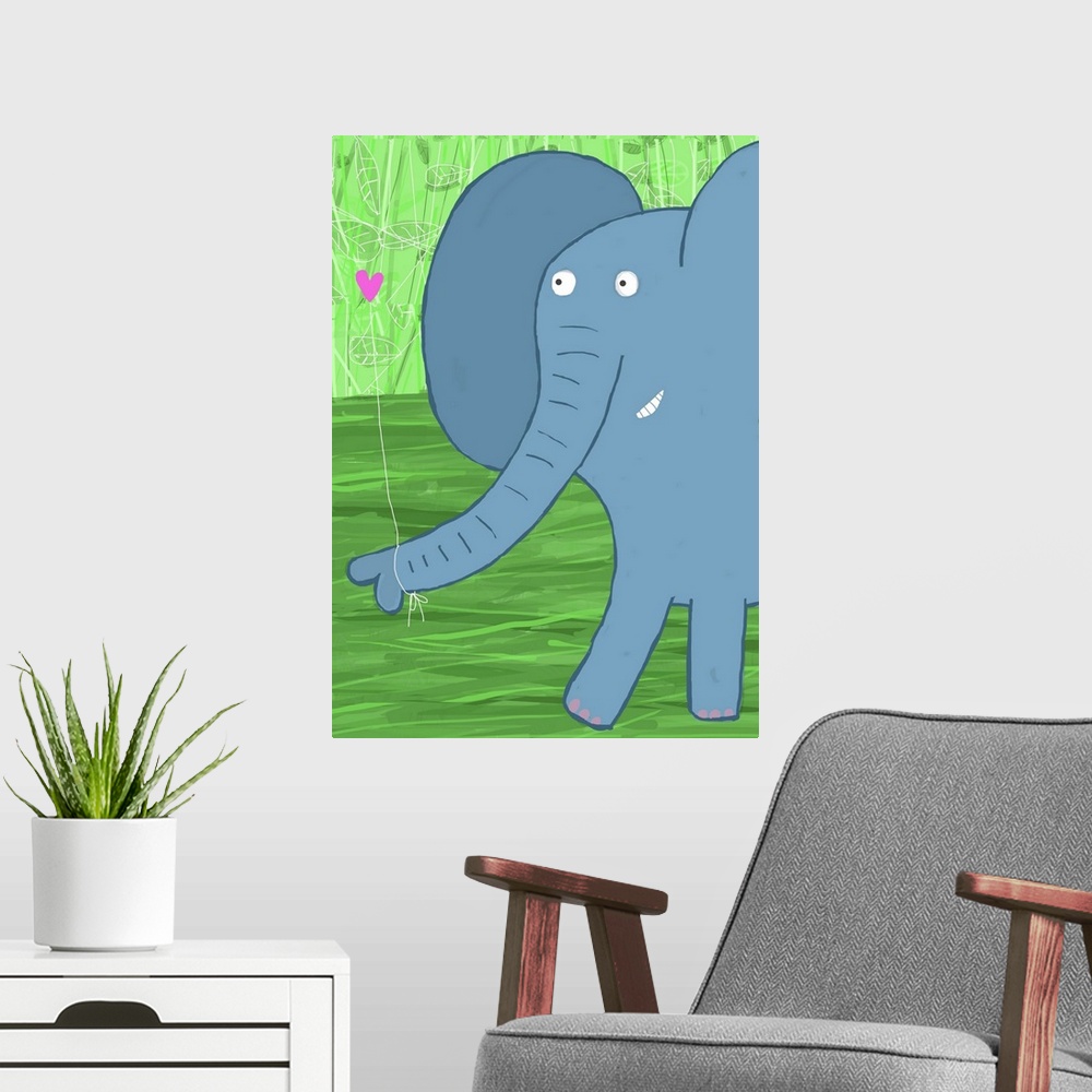 A modern room featuring Elephant Heart Green Background