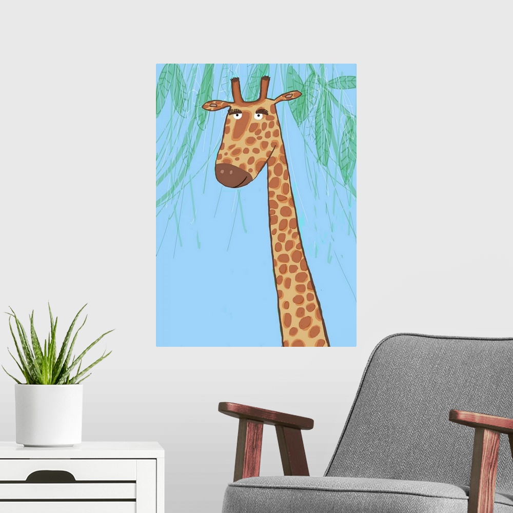A modern room featuring Giraffe Blue To Match Elephant
