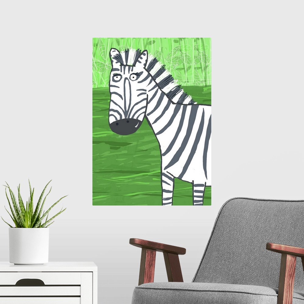 A modern room featuring Zebra Green Background