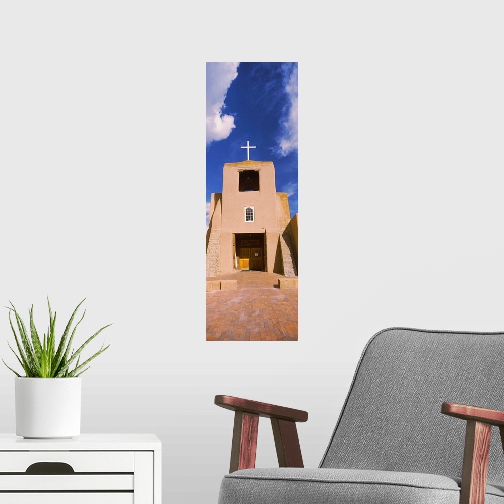 A modern room featuring Facade of a church, San Miguel Mission, Santa Fe, New Mexico