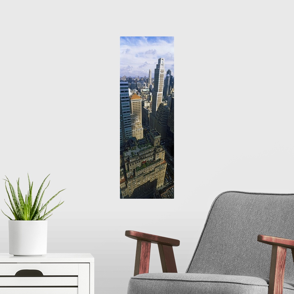 A modern room featuring High angle view of buildings in a city, Manhattan, New York City, New York State