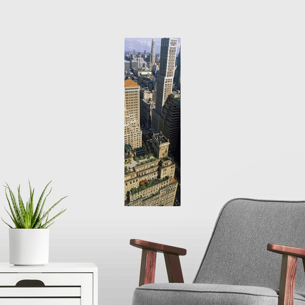 A modern room featuring High angle view of buildings in a city, Manhattan, New York City, New York State