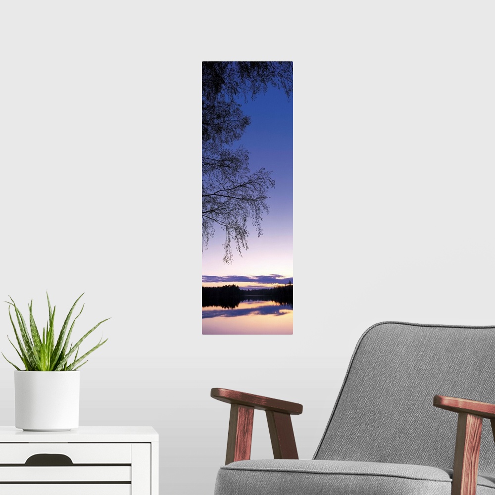 A modern room featuring Lake Sunset