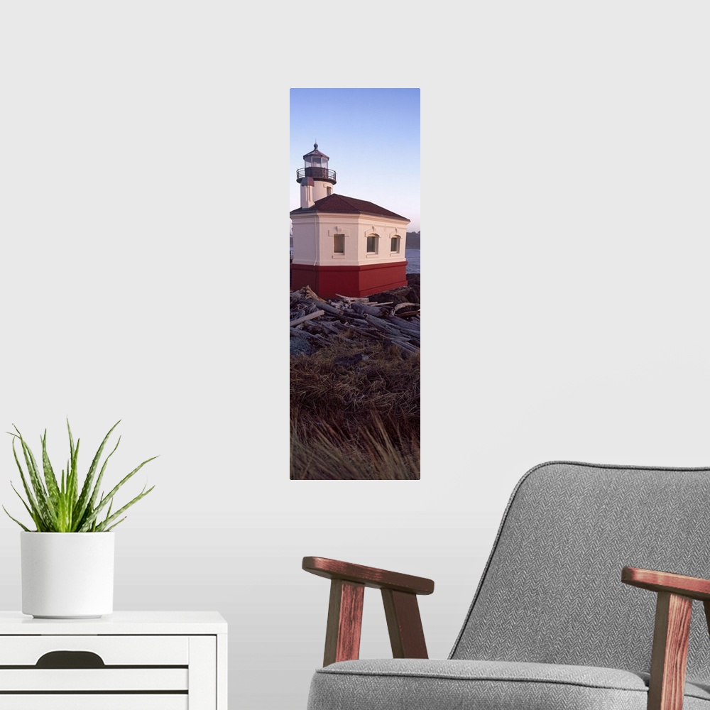 A modern room featuring Lighthouse at the coast, Coquille River Lighthouse, Bandon, Coos County, Oregon,