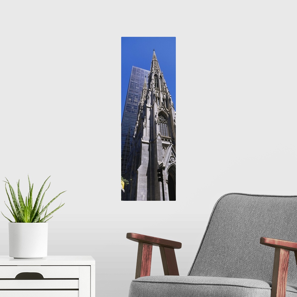 A modern room featuring Low angle view of a cathedral, St. Patrick's Cathedral, Manhattan, New York City, New York State