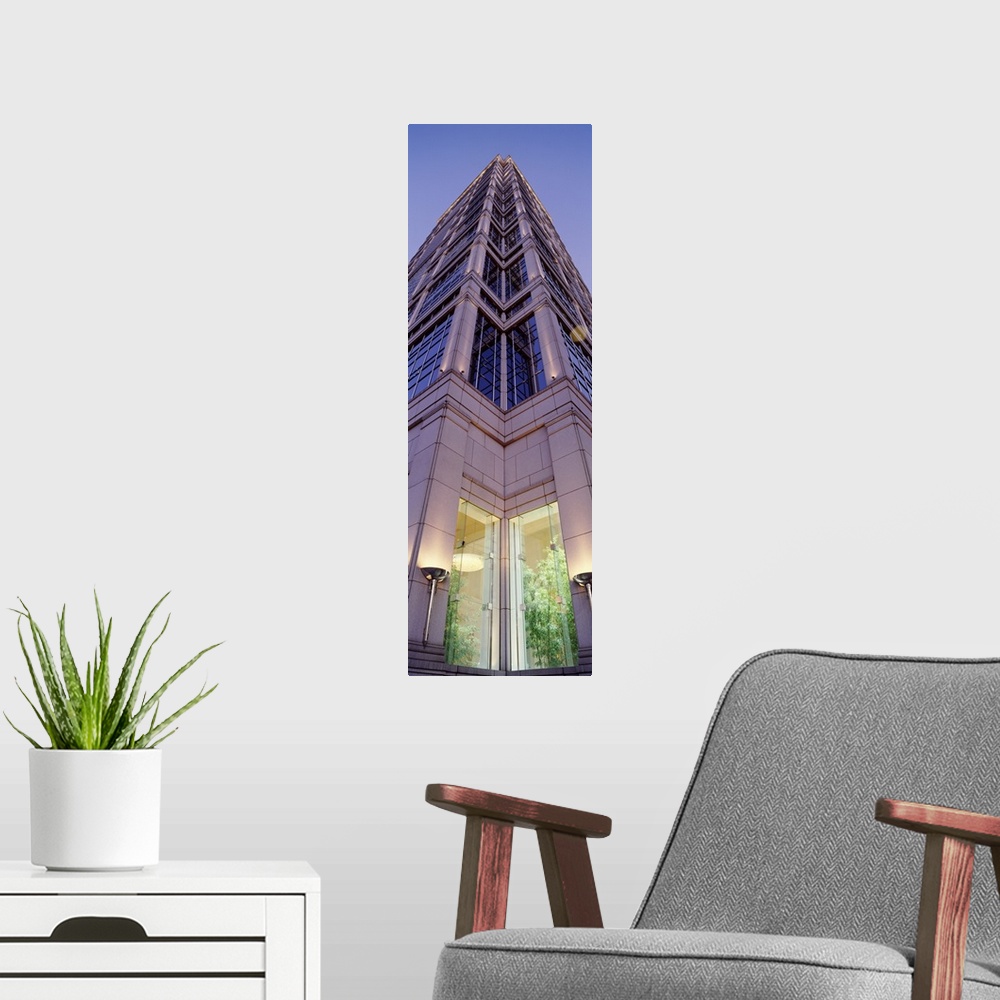 A modern room featuring Low angle view of a skyscraper, Chicago, Illinois