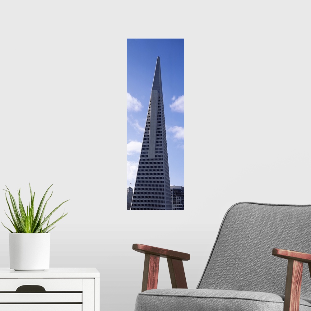 A modern room featuring Transamerica Building, San Francisco CA. Vertical of Transamerica Pyramid Building, in San Franci...
