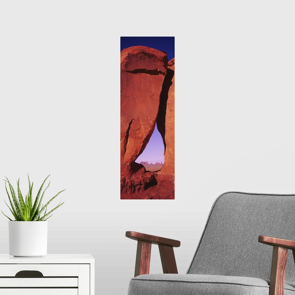 A modern room featuring Natural arch at a desert, Teardrop Arch, Monument Valley Tribal Park, Monument Valley, Utah