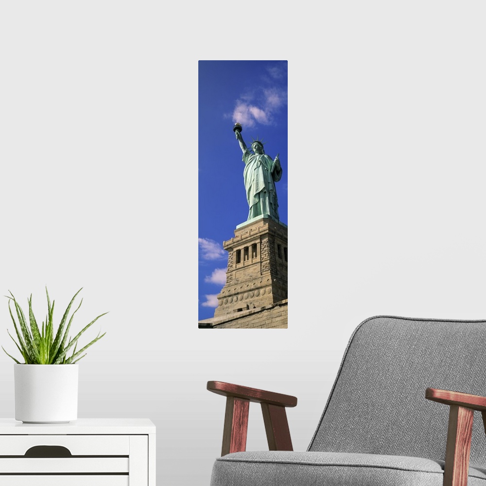 A modern room featuring New York, Statue of Liberty