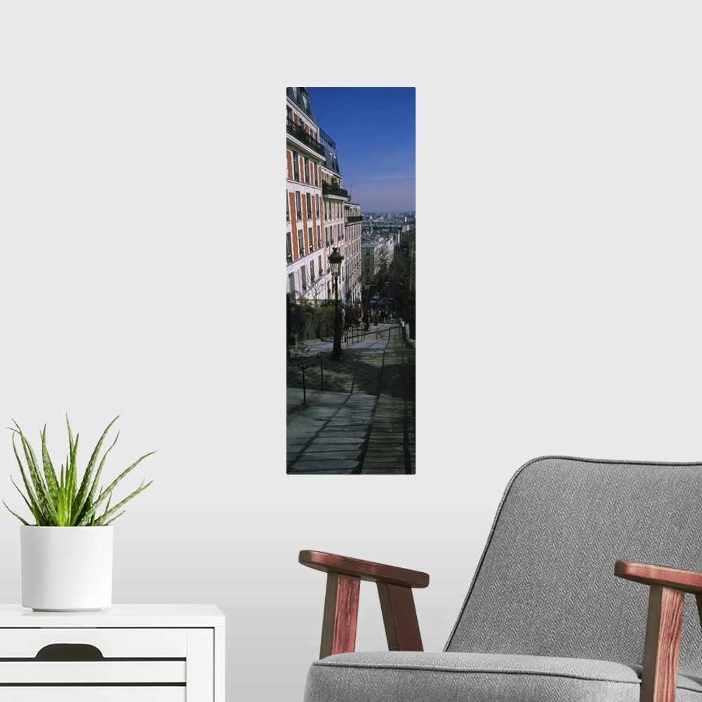 A modern room featuring Stepped walkway, Rue de Mont Cenis, Montmartre, Paris, Ile-De-France, France