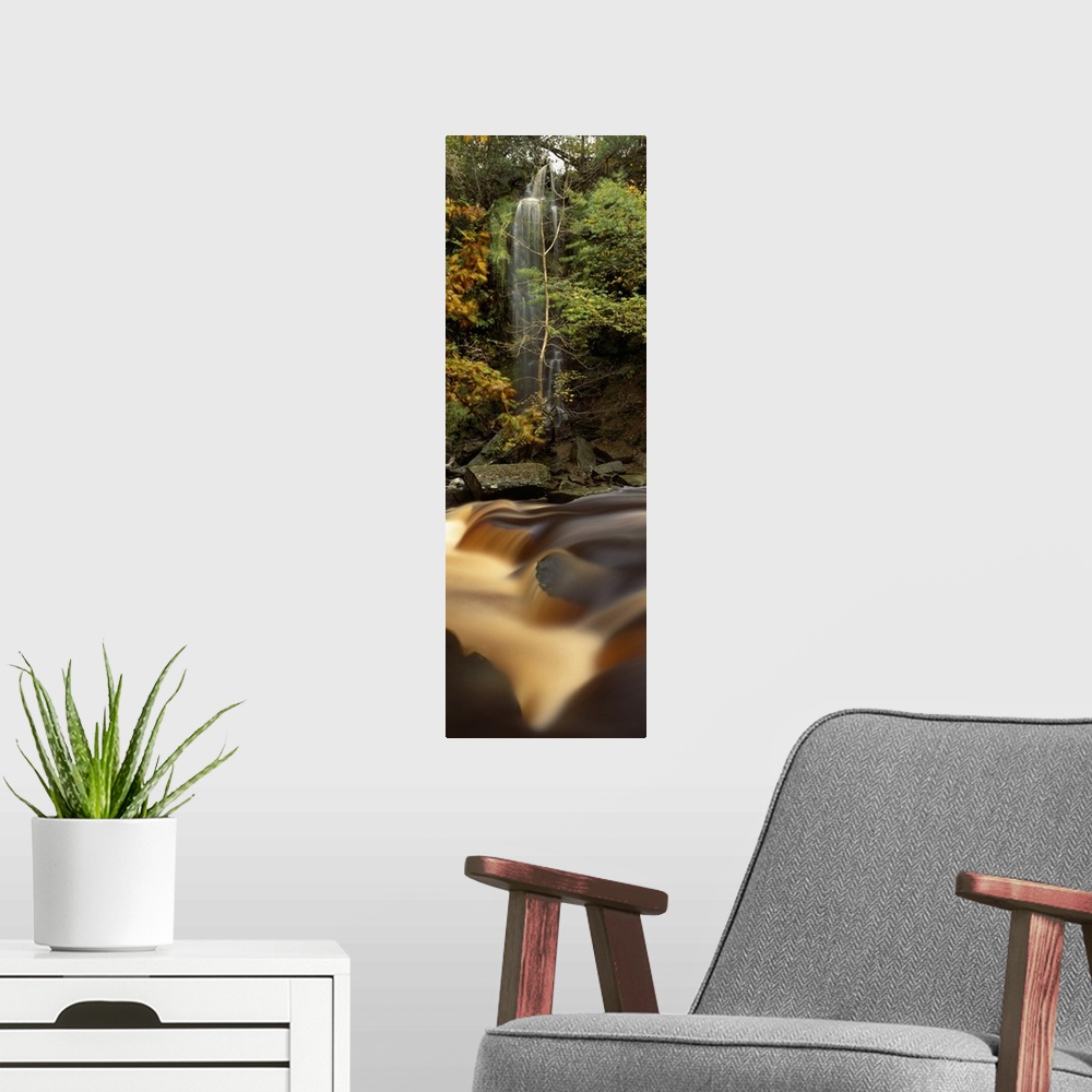 A modern room featuring Water falling on rocks, Mallyan Spout, West Beck, Goathland, North Yorkshire, England