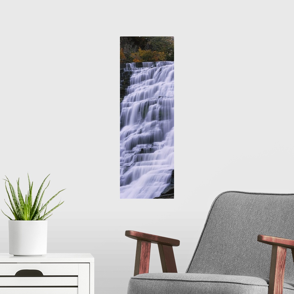 A modern room featuring Waterfall on a mountain, Ithaca Falls, Tompkins County, Ithaca, New York