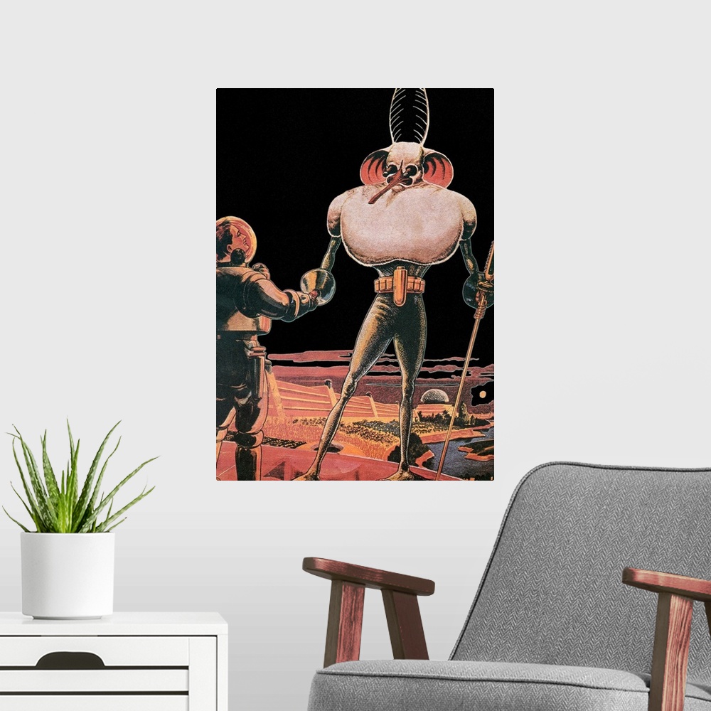 A modern room featuring The Man from Mars