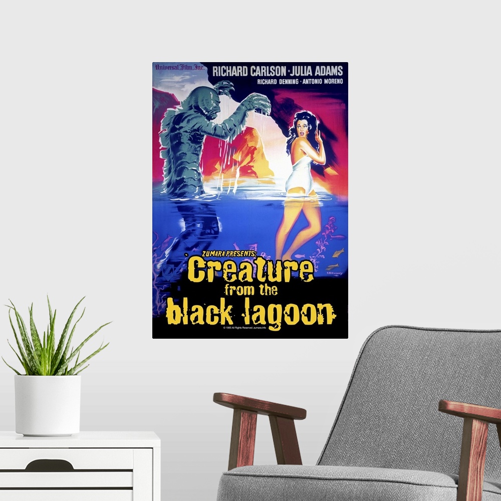 A modern room featuring Creature From The Black Lagoon 5 Sci Fi Movie Poster