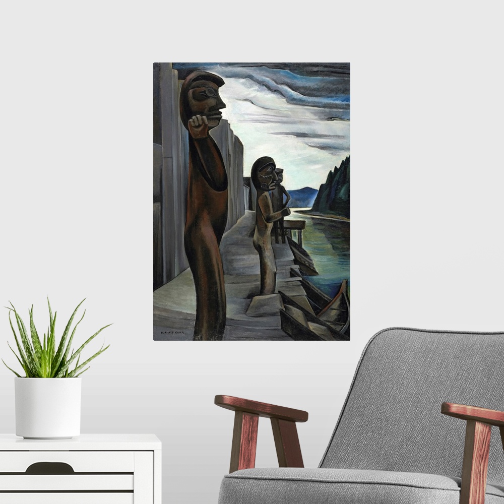 A modern room featuring Blunden Harbour Totems