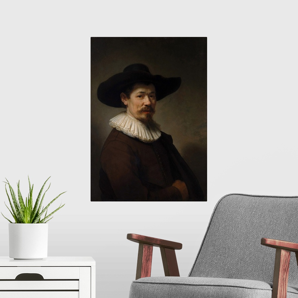 A modern room featuring This well preserved portrait of exceptional quality depicts the Amsterdam ebony worker Herman Doo...