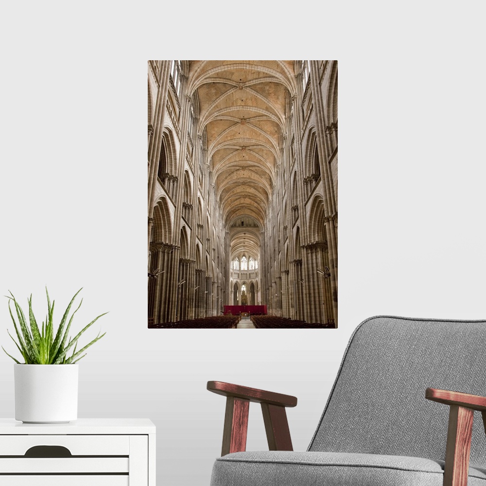 A modern room featuring Interior looking east, Rouen Cathedral, Rouen, Upper Normandy, France