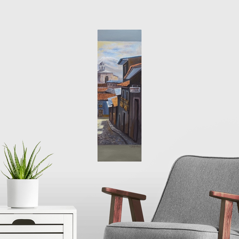 A modern room featuring 12x50", oil on canvas