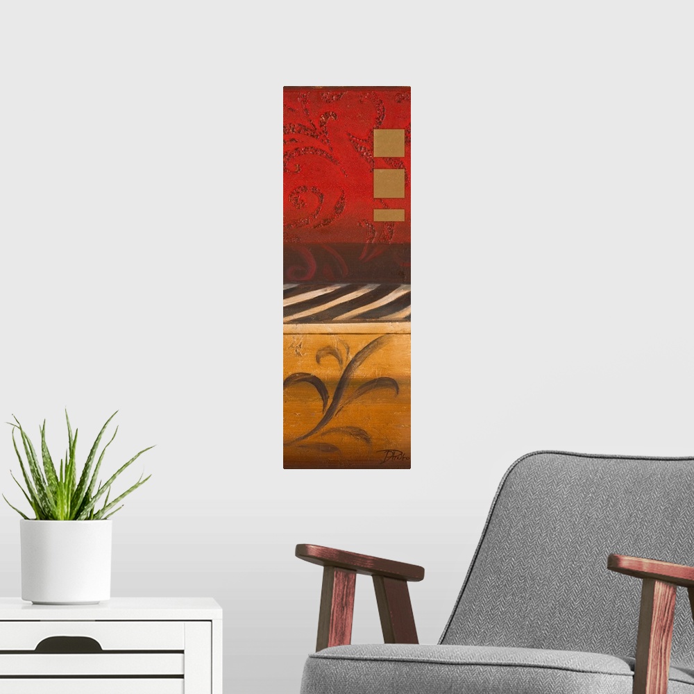 A modern room featuring Orignal Size: 10x17 / mixed media