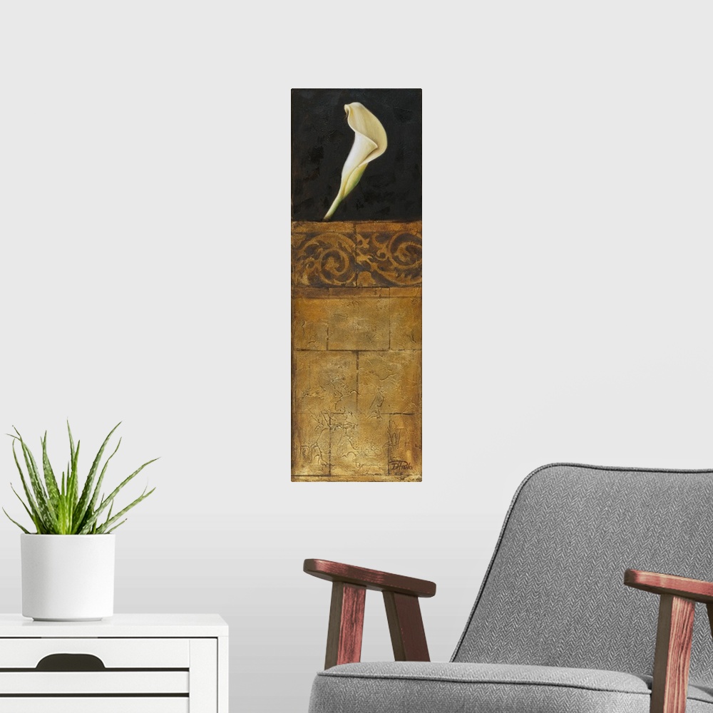 A modern room featuring 12x35.75", mixed media