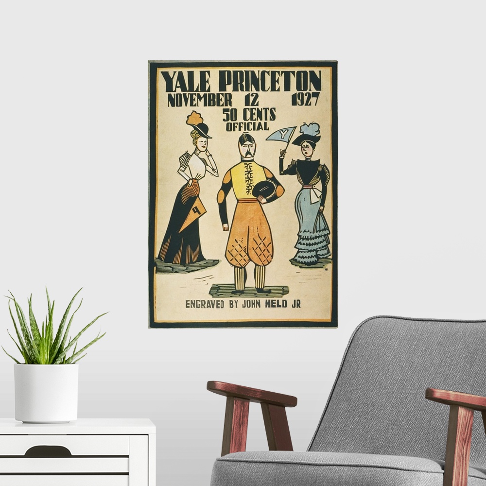 A modern room featuring Program cover for the Yale vs. Princeton football game of 12 November 1927.
