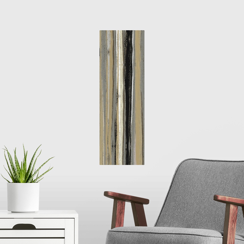A modern room featuring Rainy Streets Neutral Panel I