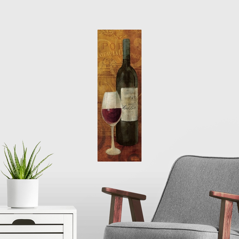 A modern room featuring Vin Rouge Panel I