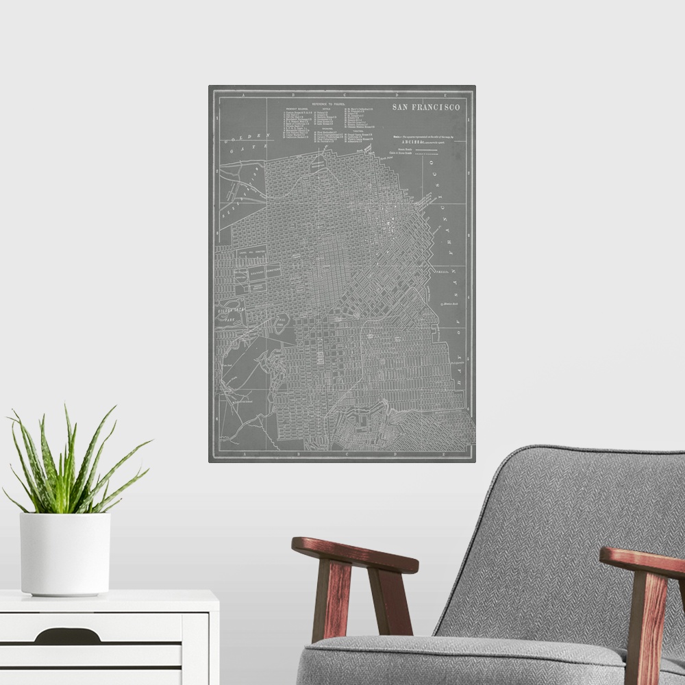 A modern room featuring City Map of San Francisco