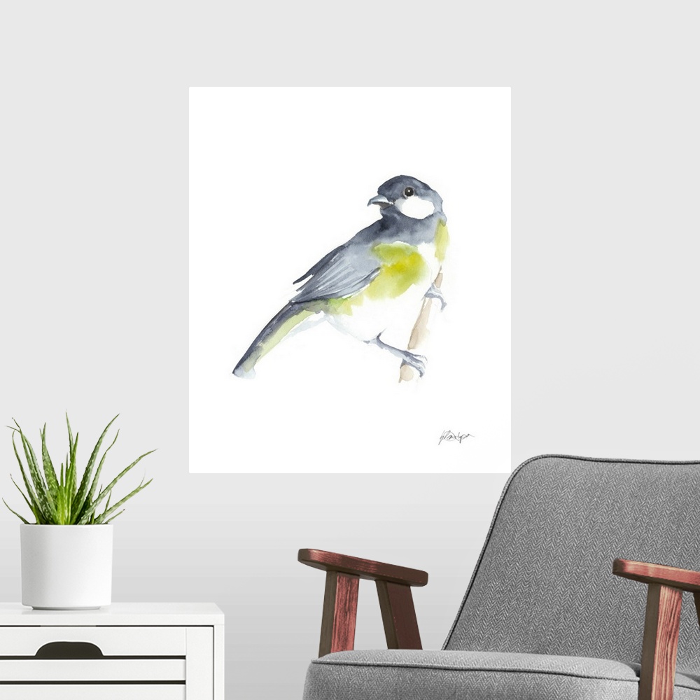 A modern room featuring Watercolor Songbirds II