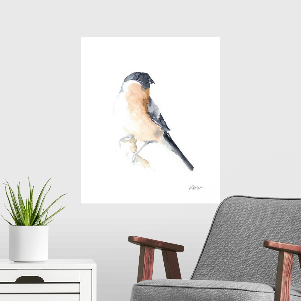 A modern room featuring Watercolor Songbirds V