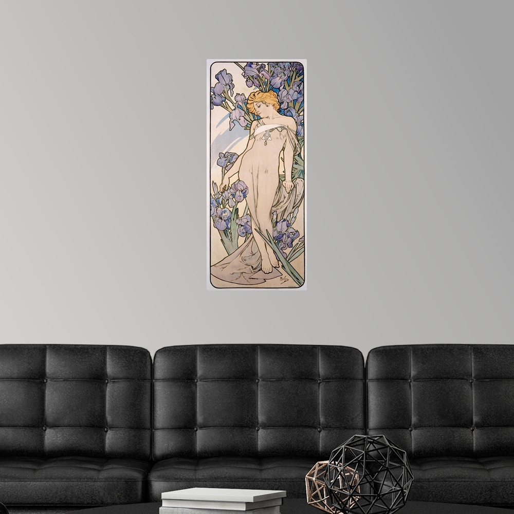 A modern room featuring Vintage French Poster