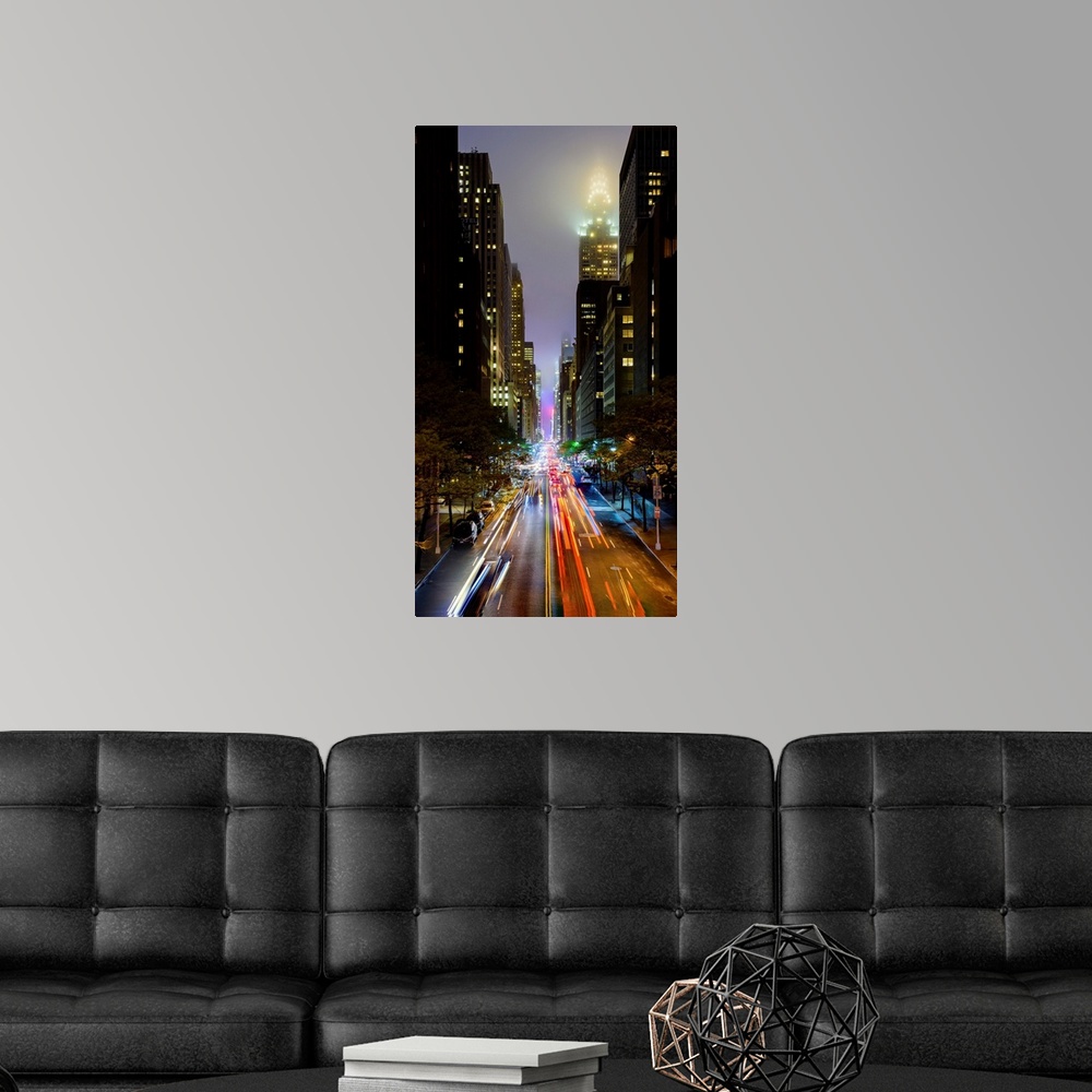 A modern room featuring Chrysler Building And 42nd Street At Night